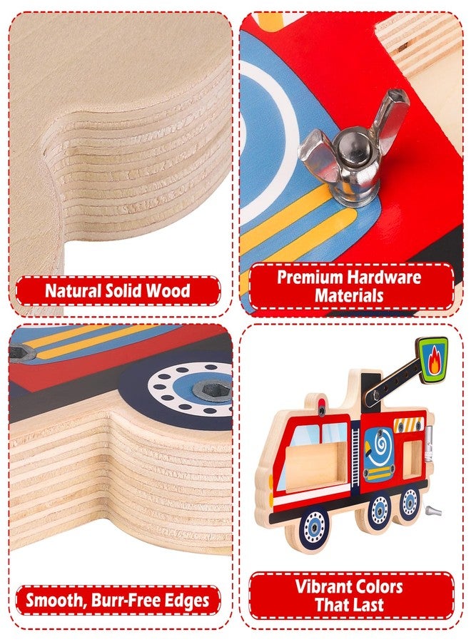 Liangding Montessori Screwdriver Busy Board Fire Truck - Wooden STEM Fine Motor Skills Sensory Learning Toy for Kids Ages 3-6, Great Gift for Boys and Girls - Image 4
